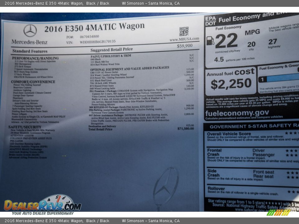 2016 Mercedes-Benz E 350 4Matic Wagon Black / Black Photo #10