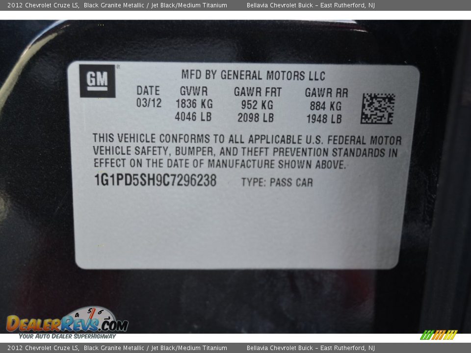 2012 Chevrolet Cruze LS Black Granite Metallic / Jet Black/Medium Titanium Photo #20