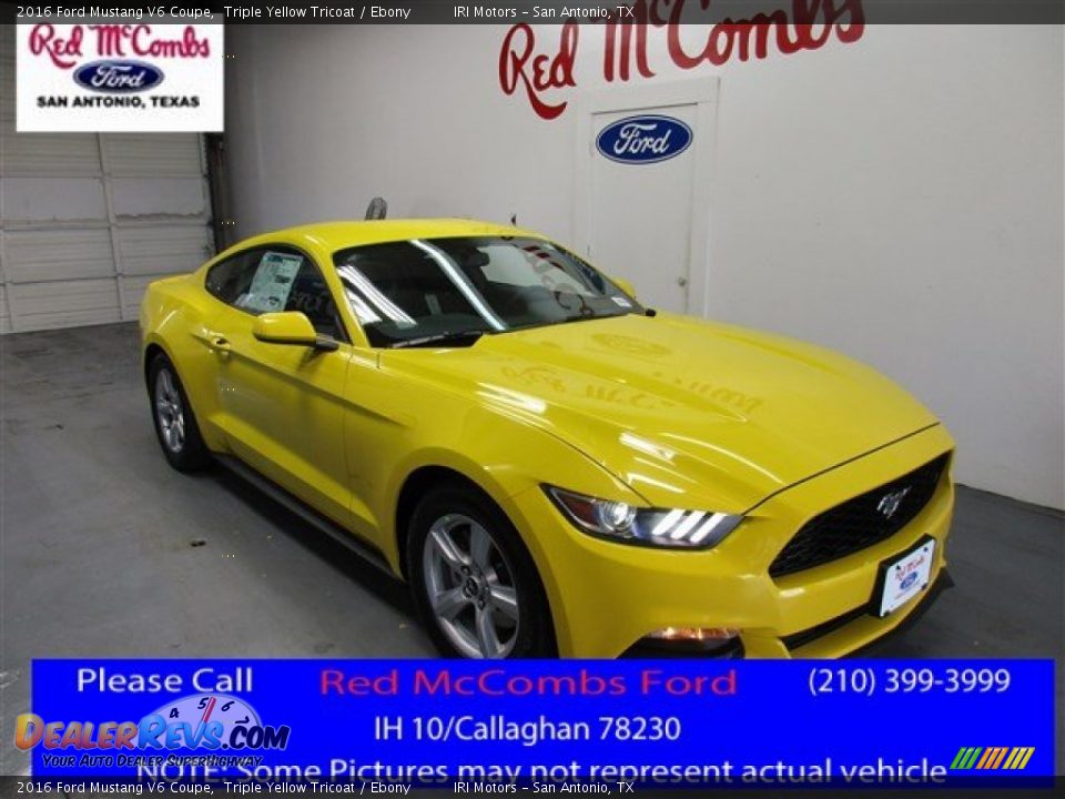2016 Ford Mustang V6 Coupe Triple Yellow Tricoat / Ebony Photo #1