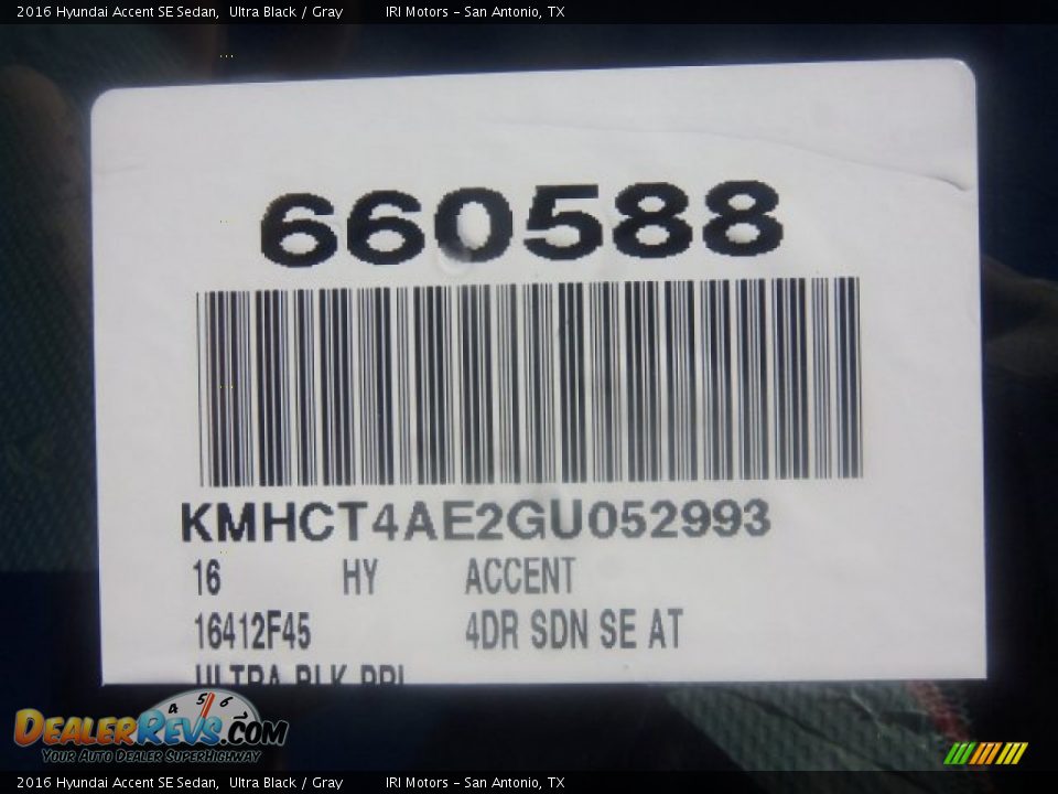 2016 Hyundai Accent SE Sedan Ultra Black / Gray Photo #3