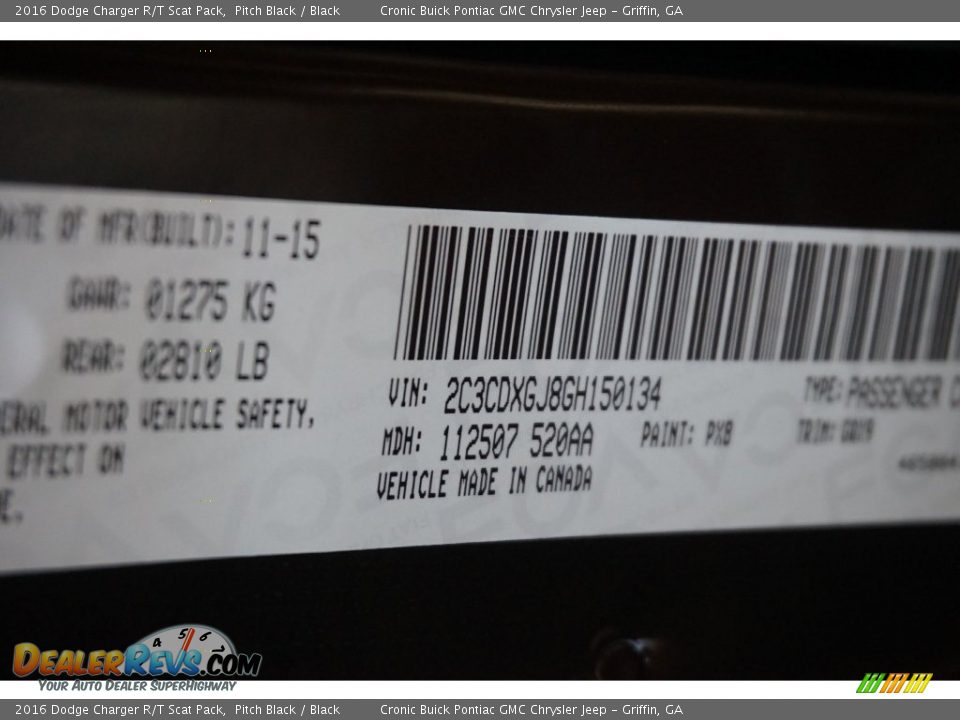 2016 Dodge Charger R/T Scat Pack Pitch Black / Black Photo #15