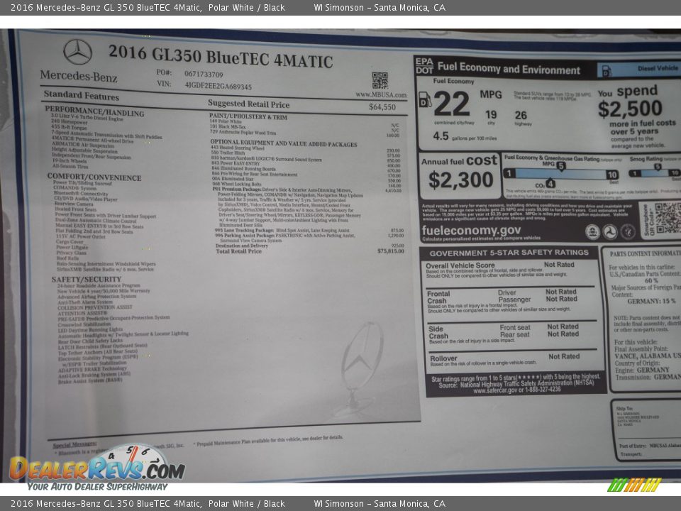 2016 Mercedes-Benz GL 350 BlueTEC 4Matic Polar White / Black Photo #10