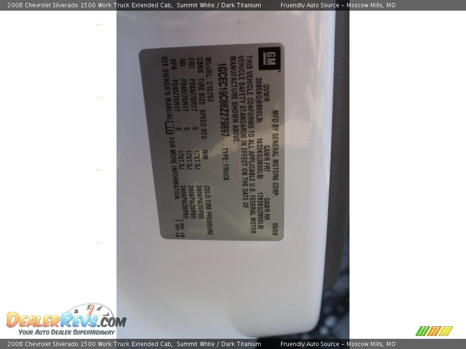 2008 Chevrolet Silverado 1500 Work Truck Extended Cab Summit White / Dark Titanium Photo #5