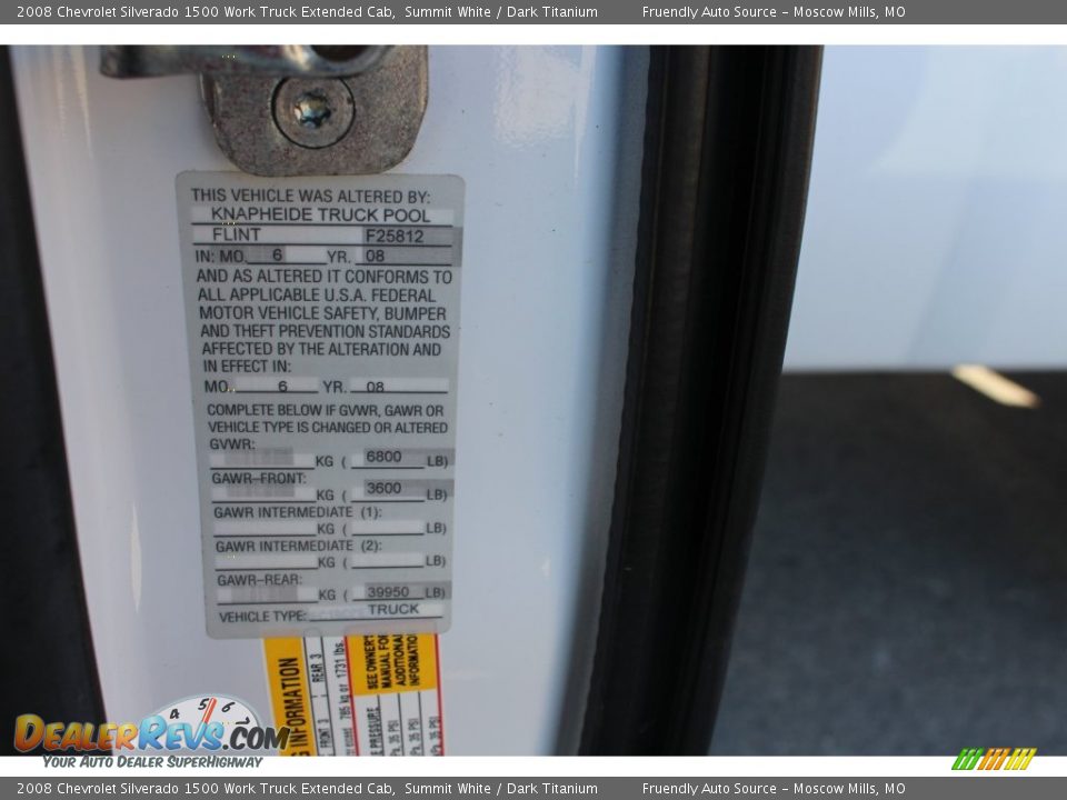 2008 Chevrolet Silverado 1500 Work Truck Extended Cab Summit White / Dark Titanium Photo #7