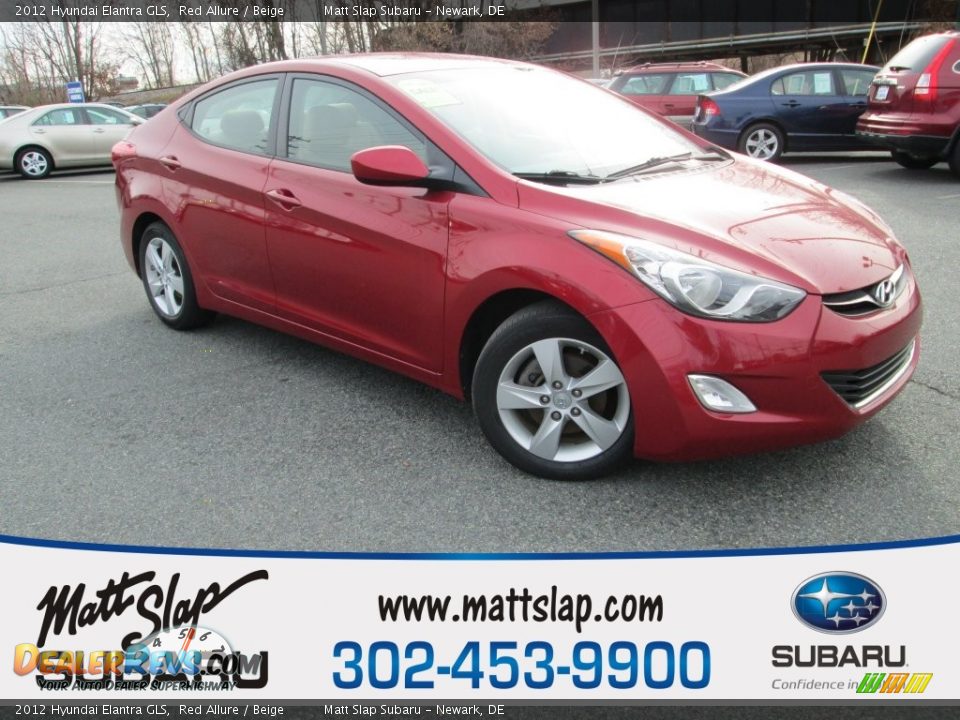 2012 Hyundai Elantra GLS Red Allure / Beige Photo #1