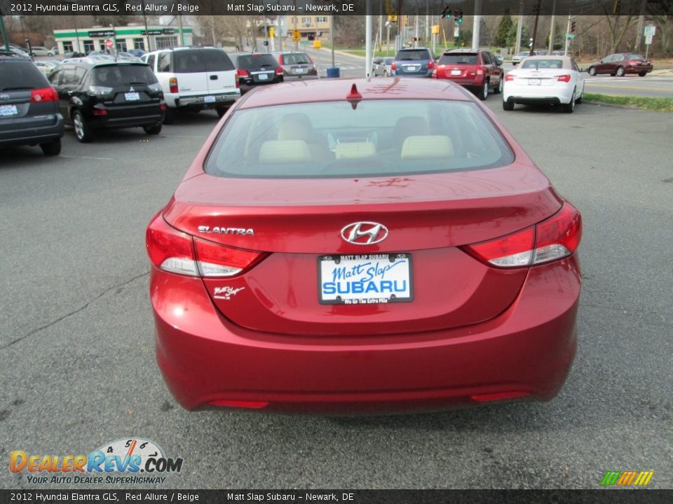2012 Hyundai Elantra GLS Red Allure / Beige Photo #7