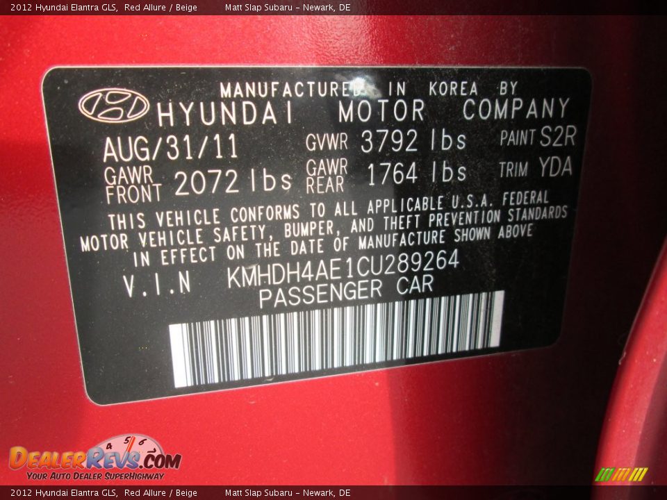 2012 Hyundai Elantra GLS Red Allure / Beige Photo #29