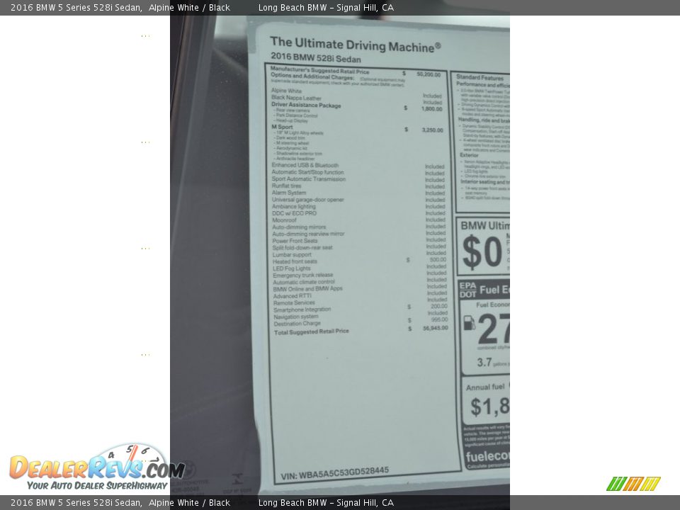 2016 BMW 5 Series 528i Sedan Alpine White / Black Photo #6