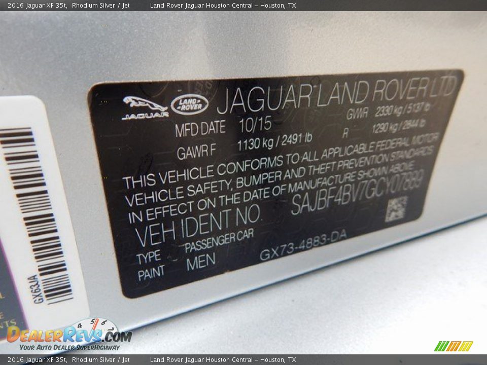 2016 Jaguar XF 35t Rhodium Silver / Jet Photo #26