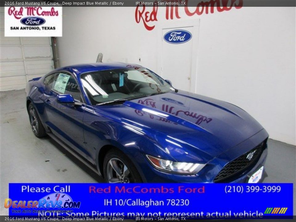 2016 Ford Mustang V6 Coupe Deep Impact Blue Metallic / Ebony Photo #1