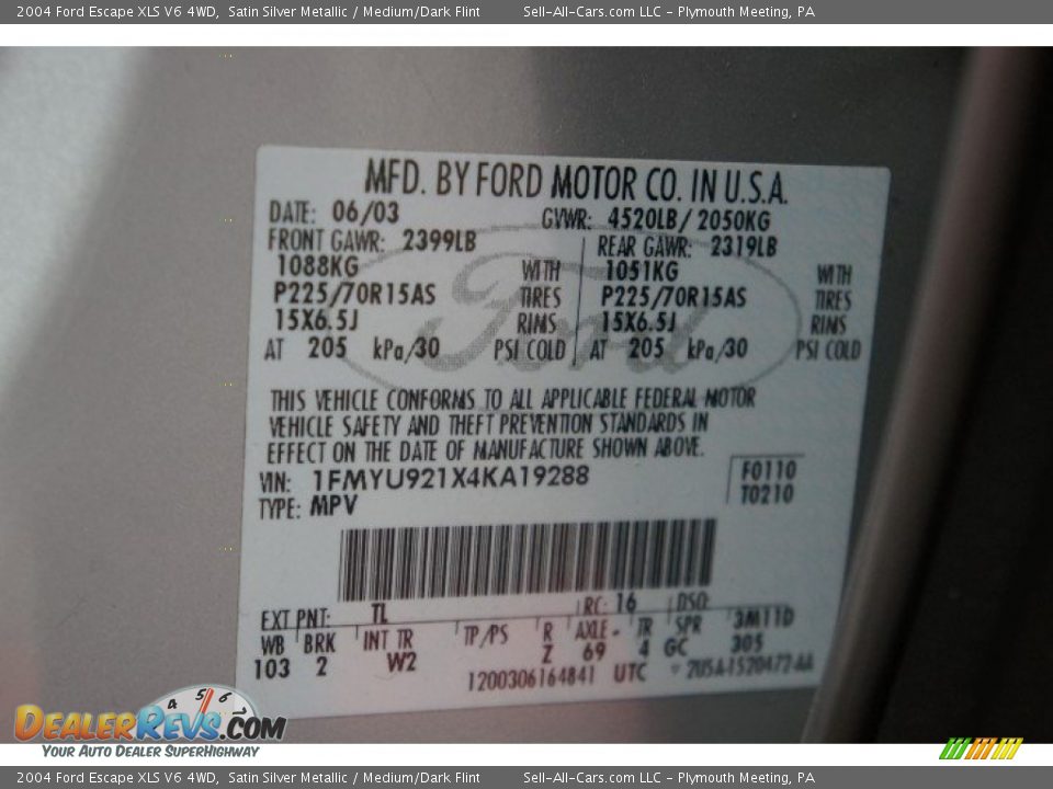 2004 Ford Escape XLS V6 4WD Satin Silver Metallic / Medium/Dark Flint Photo #14