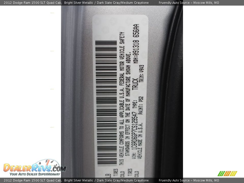 2012 Dodge Ram 1500 SLT Quad Cab Bright Silver Metallic / Dark Slate Gray/Medium Graystone Photo #15