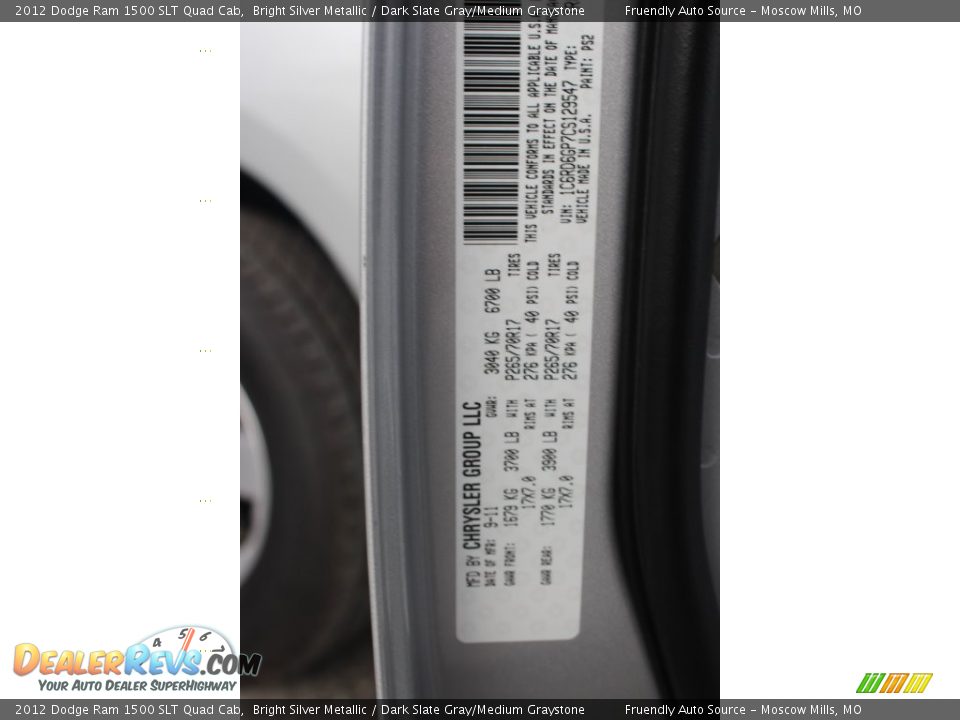 2012 Dodge Ram 1500 SLT Quad Cab Bright Silver Metallic / Dark Slate Gray/Medium Graystone Photo #16