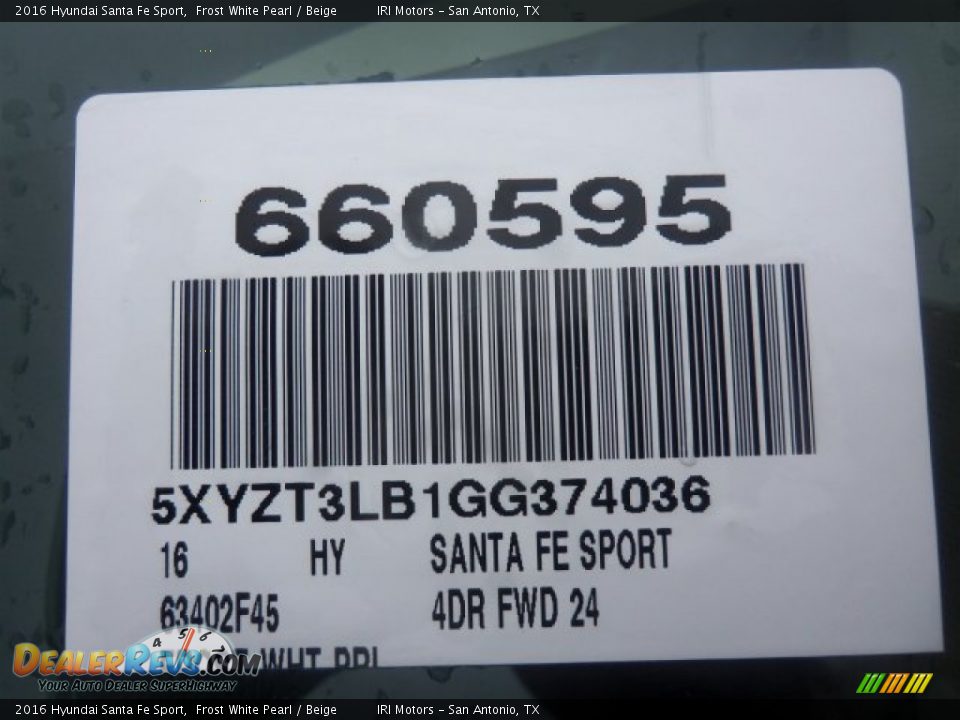 2016 Hyundai Santa Fe Sport Frost White Pearl / Beige Photo #3