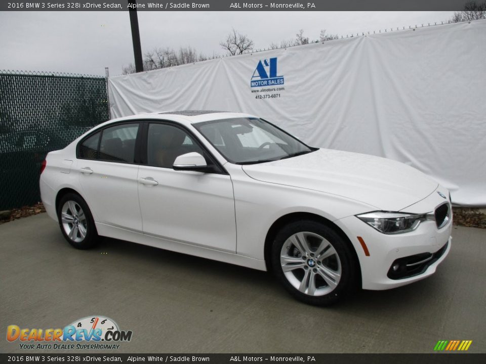 2016 BMW 3 Series 328i xDrive Sedan Alpine White / Saddle Brown Photo #1