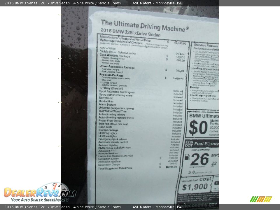 2016 BMW 3 Series 328i xDrive Sedan Alpine White / Saddle Brown Photo #10