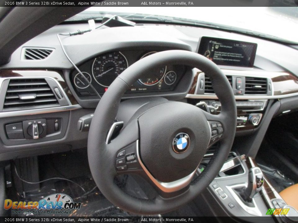 2016 BMW 3 Series 328i xDrive Sedan Alpine White / Saddle Brown Photo #15