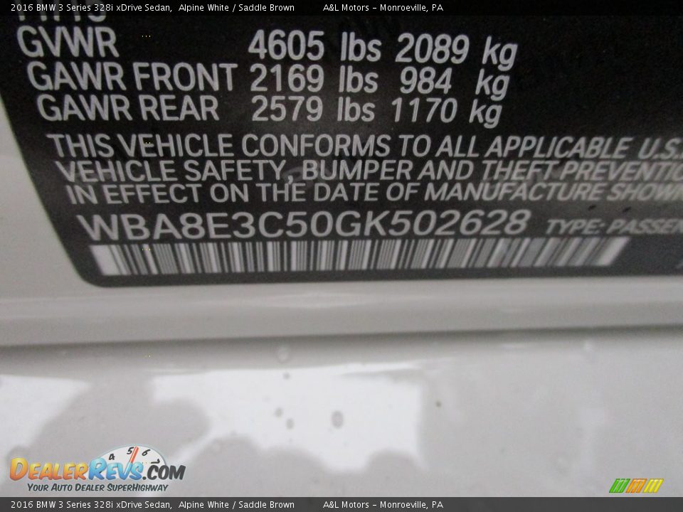 2016 BMW 3 Series 328i xDrive Sedan Alpine White / Saddle Brown Photo #19