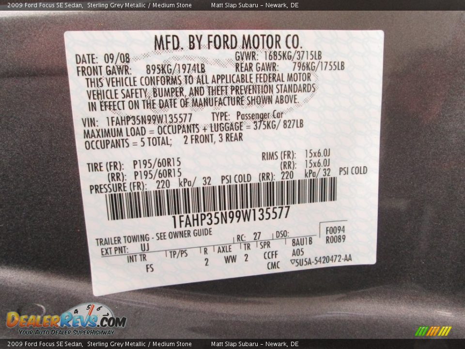 2009 Ford Focus SE Sedan Sterling Grey Metallic / Medium Stone Photo #27