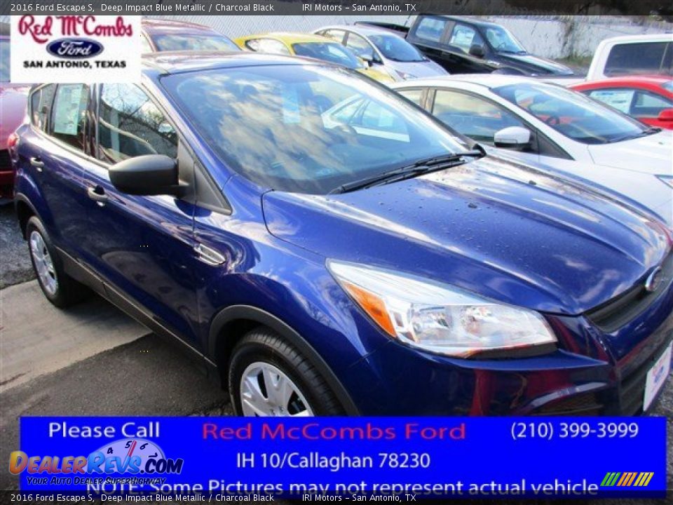 2016 Ford Escape S Deep Impact Blue Metallic / Charcoal Black Photo #1