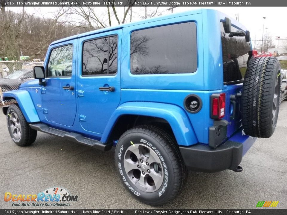 2016 Jeep Wrangler Unlimited Sahara 4x4 Hydro Blue Pearl / Black Photo #3