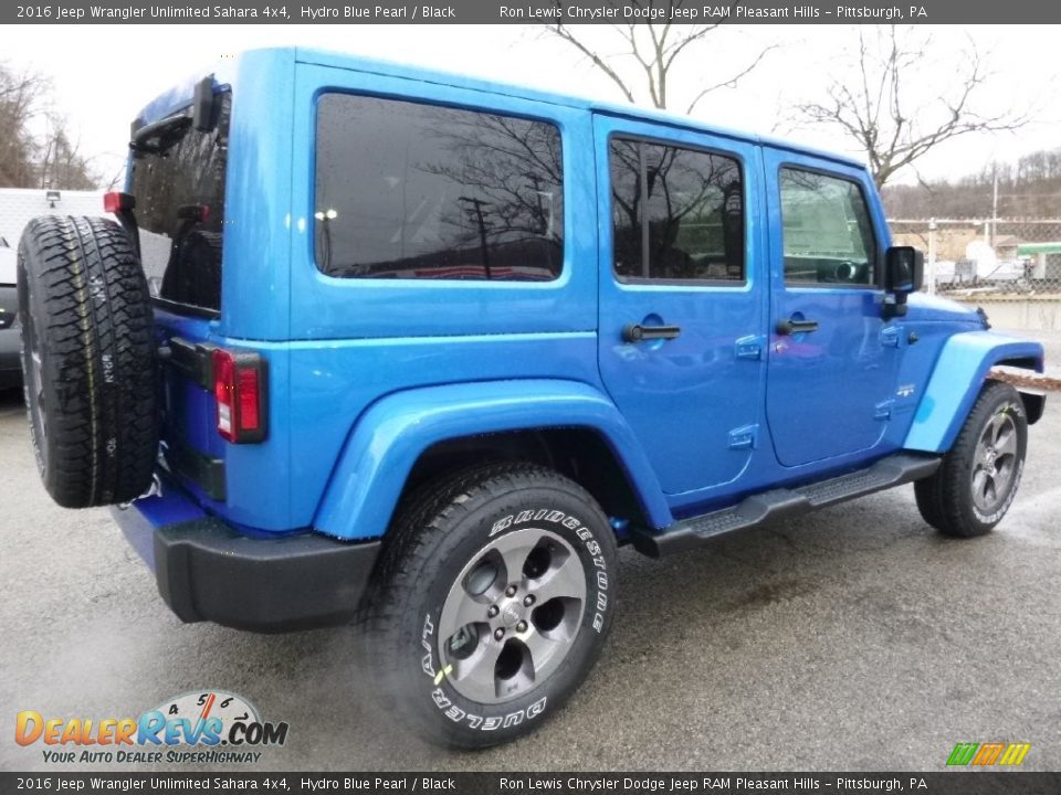2016 Jeep Wrangler Unlimited Sahara 4x4 Hydro Blue Pearl / Black Photo #6
