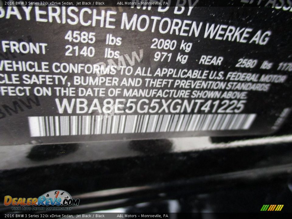 2016 BMW 3 Series 320i xDrive Sedan Jet Black / Black Photo #19