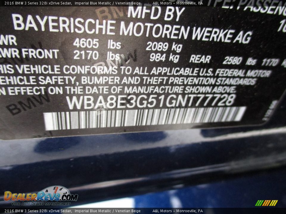 2016 BMW 3 Series 328i xDrive Sedan Imperial Blue Metallic / Venetian Beige Photo #19