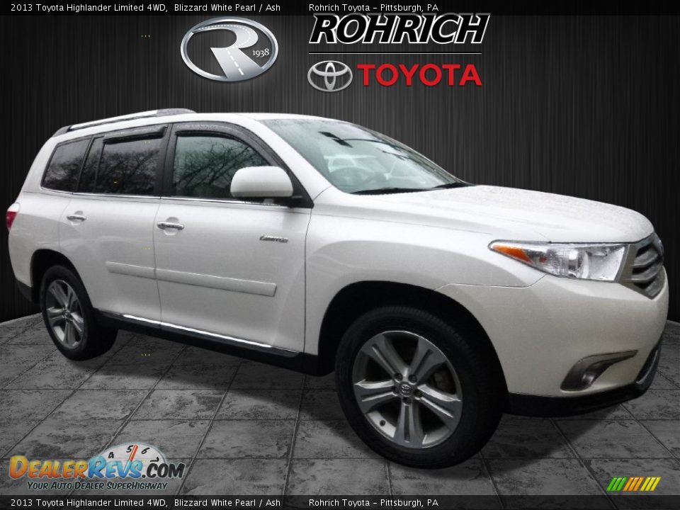 2013 Toyota Highlander Limited 4WD Blizzard White Pearl / Ash Photo #1