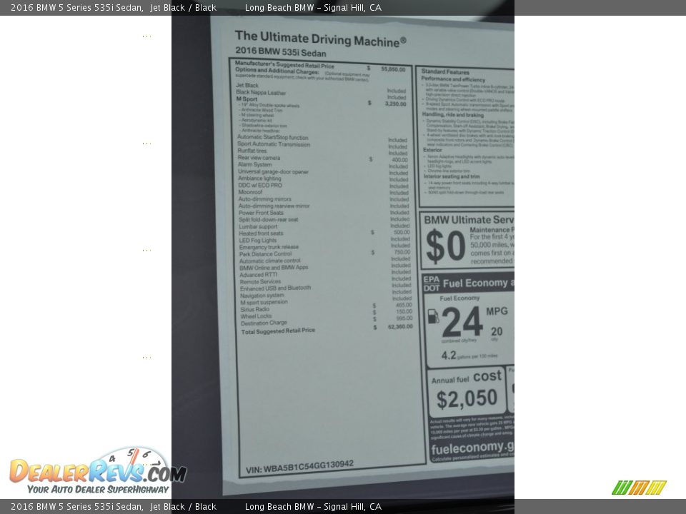 2016 BMW 5 Series 535i Sedan Jet Black / Black Photo #6
