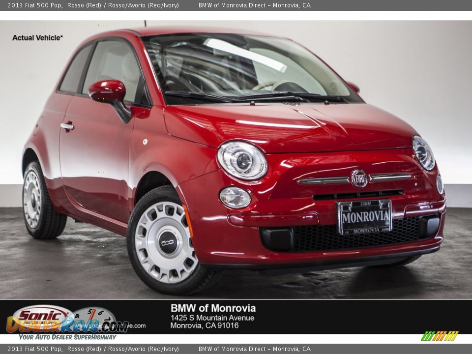 2013 Fiat 500 Pop Rosso (Red) / Rosso/Avorio (Red/Ivory) Photo #1
