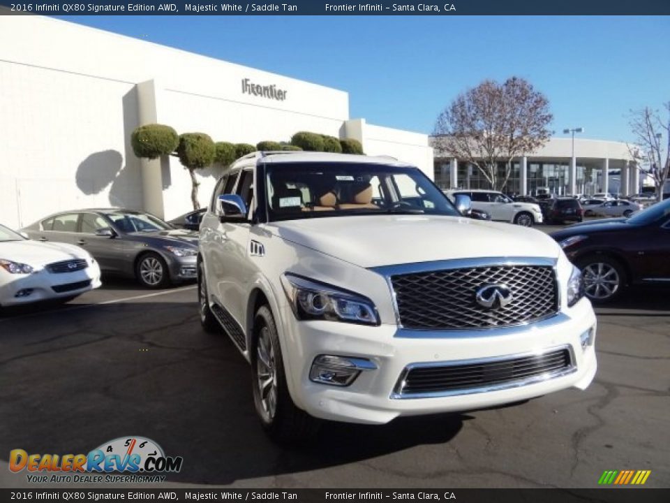 2016 Infiniti QX80 Signature Edition AWD Majestic White / Saddle Tan Photo #4
