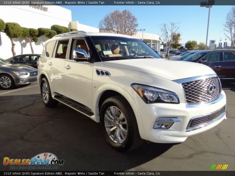 2016 Infiniti QX80 Signature Edition AWD Majestic White / Saddle Tan Photo #5