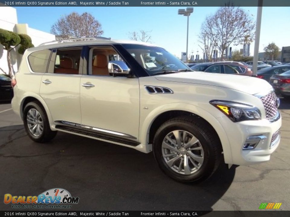 2016 Infiniti QX80 Signature Edition AWD Majestic White / Saddle Tan Photo #6