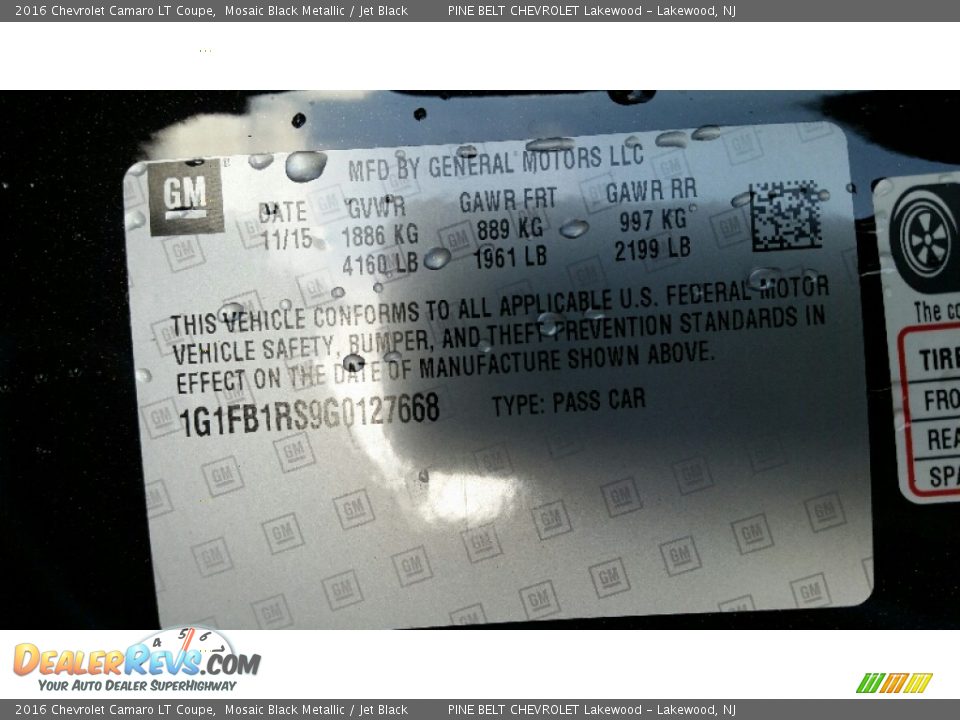 2016 Chevrolet Camaro LT Coupe Mosaic Black Metallic / Jet Black Photo #8