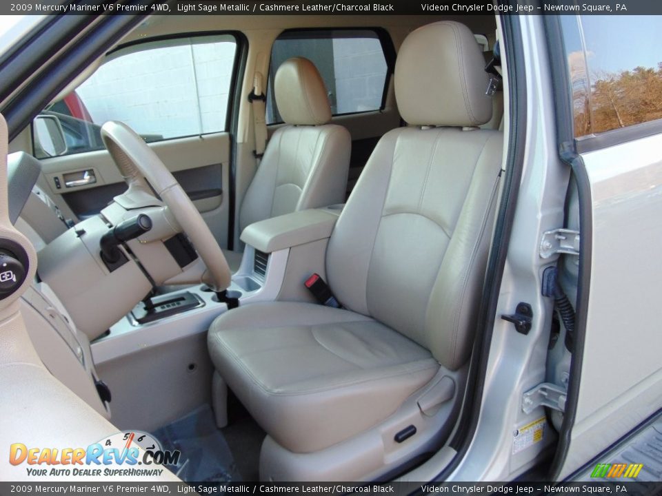 2009 Mercury Mariner V6 Premier 4WD Light Sage Metallic / Cashmere Leather/Charcoal Black Photo #16