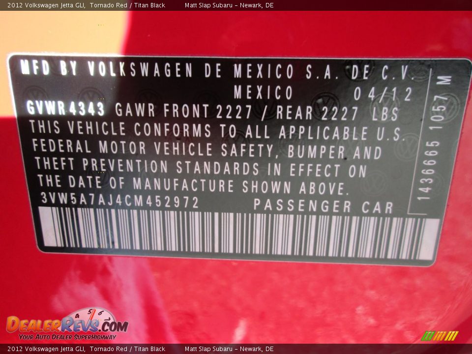 2012 Volkswagen Jetta GLI Tornado Red / Titan Black Photo #28