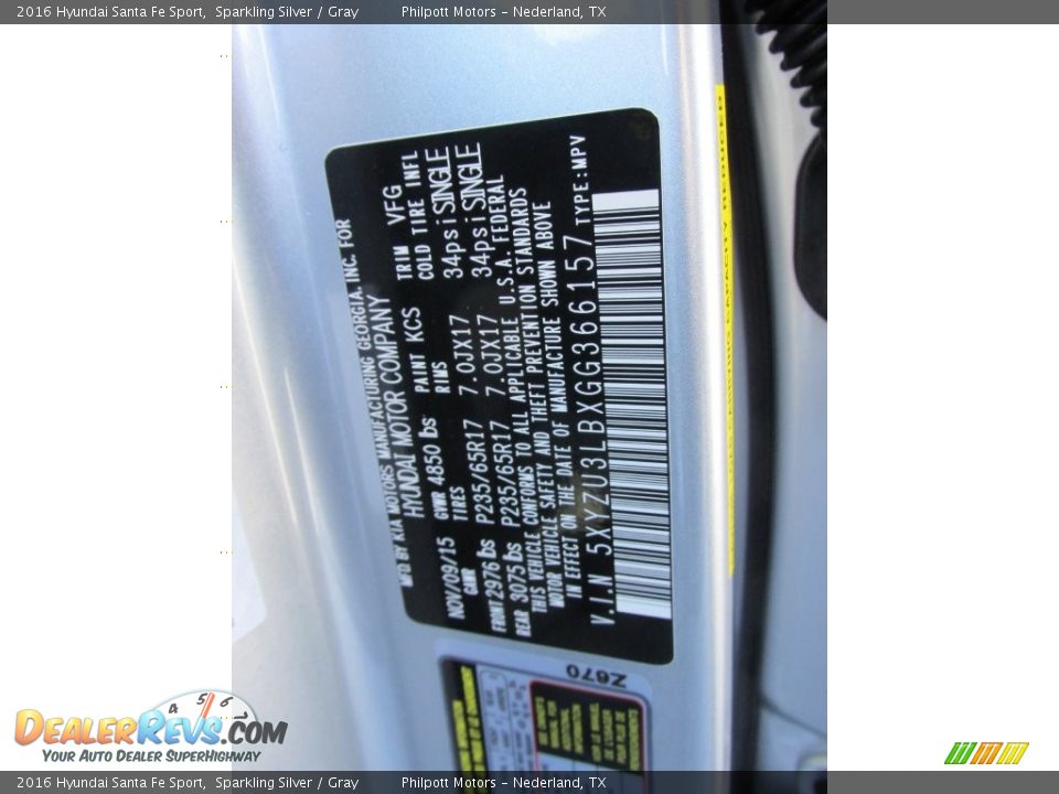 2016 Hyundai Santa Fe Sport Sparkling Silver / Gray Photo #35