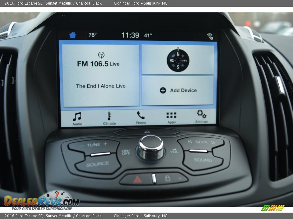 2016 Ford Escape SE Sunset Metallic / Charcoal Black Photo #12