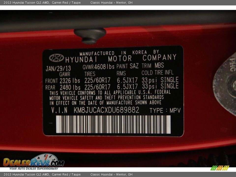 2013 Hyundai Tucson GLS AWD Garnet Red / Taupe Photo #14