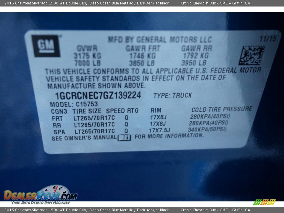 2016 Chevrolet Silverado 1500 WT Double Cab Deep Ocean Blue Metallic / Dark Ash/Jet Black Photo #15