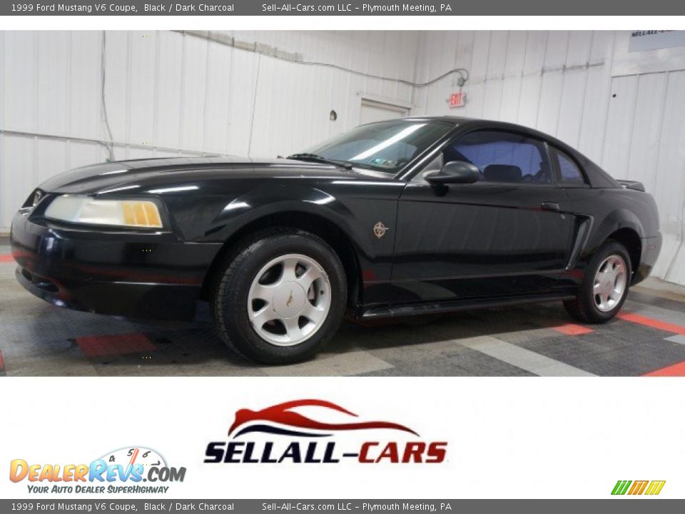 1999 Ford Mustang V6 Coupe Black / Dark Charcoal Photo #1
