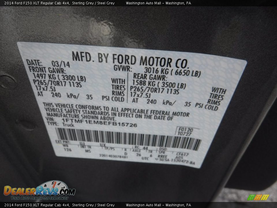 2014 Ford F150 XLT Regular Cab 4x4 Sterling Grey / Steel Grey Photo #24