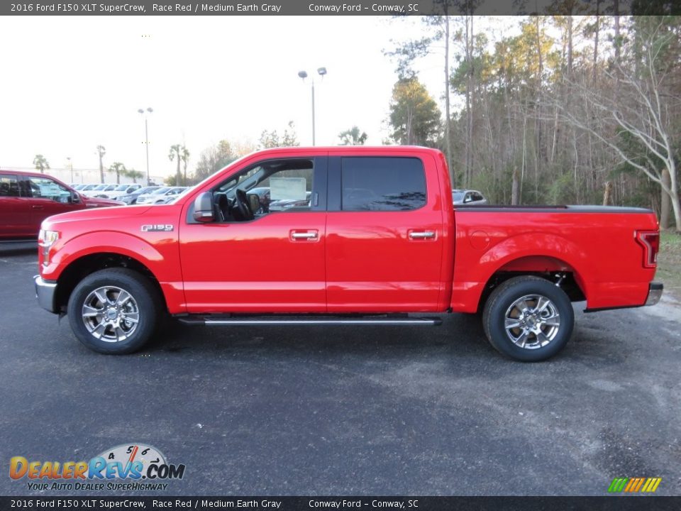 2016 Ford F150 XLT SuperCrew Race Red / Medium Earth Gray Photo #8