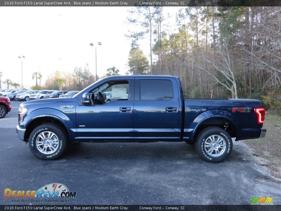 2016 Ford F150 Lariat SuperCrew 4x4 Blue Jeans / Medium Earth Gray Photo #9