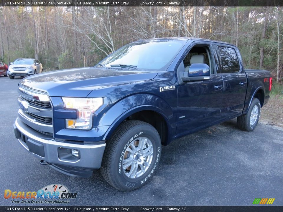 2016 Ford F150 Lariat SuperCrew 4x4 Blue Jeans / Medium Earth Gray Photo #12