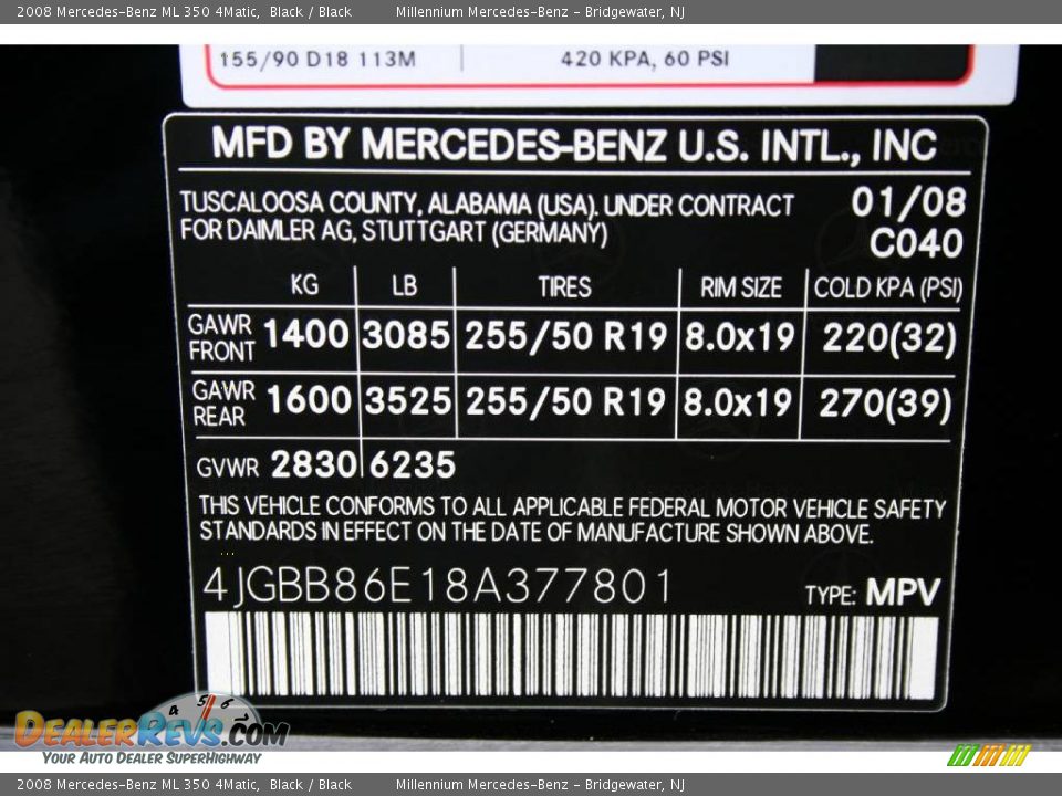 2008 Mercedes-Benz ML 350 4Matic Black / Black Photo #26