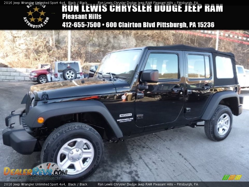 2016 Jeep Wrangler Unlimited Sport 4x4 Black / Black Photo #1