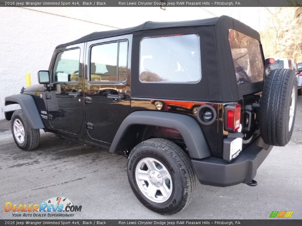 2016 Jeep Wrangler Unlimited Sport 4x4 Black / Black Photo #3