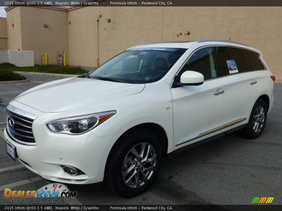 2015 Infiniti QX60 3.5 AWD Majestic White / Graphite Photo #3